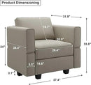 Belffin Modular Sectional Arm Chair Accent Chair with Storage Seat Single Club Chair for Apartment Velvet Grey by CozyNest Decor