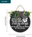 Crazy Dog Hanging Wall Sign for Front Door Home Kitchen Decor Rustic Wooden Round Sign Wall Decoration for Kitchen Dining Room Living Room Bedroom Outdoor by CozyNest Decor
