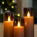 Amagic Grey Flameless Candles 9 Set, Battery Operated Candles with Remote Control and Timer, Flickering LED Pillar Candles for Home Halloween Decor, 3D Wick, Warm Yellow Light, D2.2 xH5 6" 7" by CozyNest Decor