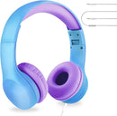 LilGadgets Connect+ Wired Kids Headphones for School with Mic, Volume Limited & Noise Reduction, On-Ear Headset with Cord, SharePort Technology for Multiple Kids & SoftTouch Padding, Blue/Purple by TinyTreasures Baby Boutique