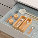 Silverware Tray for Drawer, Stackable Kitchen Bamboo Drawer Organizer 9" x 3" x 2" Set of 2 by CozyNest Decor
