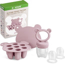 JEXFUN Silicone Breastmilk Popsicle Freezer Molds & Baby Fruit Food Feeder Pacifier, Baby Food Storage Containers Breast Milk Ice Cubes for Baby Teething & Infant Self Feeding, BPA Free - (Light Pink) by TinyTreasures Baby Boutique