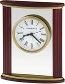 Howard Miller Victor Tabletop Clock - Wooden Desk Timepiece with Glass Crystal, Felt Bottom, Quartz Movement, Analog Alarm Clock, Battery Operated for Home, Office, Living Room, and Bedroom Decor by CozyNest Decor