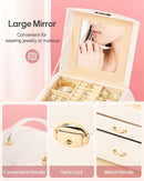 Homde Girls Jewelry Box Jewelry Storage Case Organizer with Mirror for Rings, Earrings, Bracelets, Necklaces (White + Gold) by TinyTreasures Baby Boutique