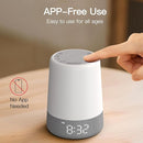 REACHER Sleep Trainer Alarm Clock for Kids, Night Light, White Noise Machine and OK to Wake Clock for Toddlers at Home or Travel, App-Free, Rechargeable by TinyTreasures Baby Boutique