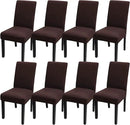 JQinHome Dining Room Chair Covers Set of 8, High Stretch Chair Slipcover Removable Washable Chair Seat Protector Cover for Home Party Hotel Wedding Ceremony (Coffee) by CozyNest Decor