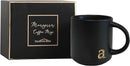 COLLECTIVE HOME - Black Monogram Ceramic Mugs, 15 oz Golden Initial Coffee Cups, Elegant Alphabet Tea Mugs, Personalized Halloween Mug with Gift Box, Perfect for Office and Home Décor (a) by CozyNest Decor