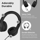 LilGadgets Connect+ Pro Wired Kids Headphones for School w/Microphone, Volume Limiting & Noise Reduction Over-Ear Headset w/Cord, SharePort Technology & SoftTouch Padding, Black Headphones for Kids by TinyTreasures Baby Boutique