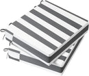 AAAAAcessories Outdoor Seat Cushions for Chairs, Waterproof, Fade-Resistant Patio Furniture Replacement Cushions, 18.5" x 16" x 3", Set of 2, Gray Cabana Stripe by GreenHaven Gardens