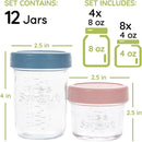WeeSprout Glass Baby Food Storage Jars w/ Lids (4/8 oz, 12 Pack Set) Snack, Reusable Small Containers, Breast Milk, Fridge, Freezer, Microwave & Dishwasher Safe, Essential Must Have for Infants by TinyTreasures Baby Boutique