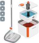 Mop and Bucket Set, Spin Mop with Self Seperates Dirty Water System, Square Mops for Floor Cleaning, 360 Rotating Foldable Standing Mop Head, Versatile Mops for Walls (Mop Bucket with 4 Pads) by CozyNest Decor