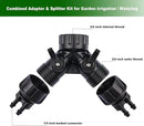 1/4 Inch Drip Irrigation Tubing to Faucet Adapter Connector, 2 Way Y Splitter for 3/4" Inch Garden Hose to 1/4 Inch Drip Irrigation Hose by GreenHaven Gardens
