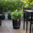 Ceramic Planter 10 Inch - Ceramic Pot for Indoor Plants Outdoor Plant Pot with Drainage Hole and Saucer Cylinder Flower Pot Black by GreenHaven Gardens