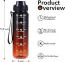 32oz Motivational Water Bottles with Time Marker & Fruit Strainer, Transparent Gradient Color Water Bottle with Times to Drink, Leakproof & BPA Free, Reusable Bottle with Strap (No Straw) by CozyNest Decor