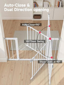Baby Gate for Stairs, 30'' Tall 29.5-46" Extra Wide Dog Gate for Stairs Walk Thru Auto Close Metal Pet Gate for The House, Stairs and Doorways Child Gate Pressure Mounted Safety Gate Indoor - White by TinyTreasures Baby Boutique