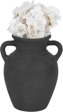 Sagebrook Home Black Boho Terracotta Vase - Amphora-Style Decorative Flower Holder for Home, Office & Living Room - 9" Black by GreenHaven Gardens