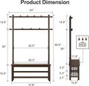 Hall Tree, Coat Rack with Shoe Storage, Wooden Hall Tree with Bench, 11 Hooks and 2-Tier Storage Shelves, Entryway Bench with Coat Rack (39.3" - Deep Walnut) by CozyNest Decor