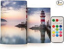 Lighthouse Flameless Candles with Remote Control and Timer, Adjustable Brightness Long Lasting Battery Operated LED Pillar Candles for Indoor Outdoor Party Home Decor, 2 Pack by GreenHaven Gardens