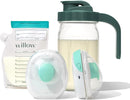 Willow - Go Double Hands Free Breast Pump w/Milk Bags and Glass Milk Pitcher Bundle by TinyTreasures Baby Boutique