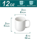vancasso Porcelain Coffee Mugs Set, 12 oz Ceramic Coffee Cups for Latte Hot Tea Cappuccino Cocoa Milk Cups Set of 6, Dishwasher & Microwave Safe, White by CozyNest Decor