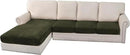 H.VERSAILTEX Velvet Stretch Sectional Couch Covers 4 Pieces Sofa Seat Cushion Covers L Shape Separate Couch Cover for Both Left/Right Sectional Couch (Large Sofa 3 Seater + 1 Chaise, Olive) by CozyNest Decor