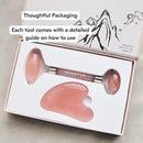 Mount Lai Rose Quartz Gua Sha Facial Tools, Pink Quartz Gua Sha Facial Tools Set and Roller, Guasha Tool for Face to Relieve Muscle Tension and Reduce Puffiness, Anti Aging Skin Care Sets for Women by CozyNest Decor