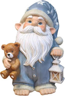 Sleepy Garden Gnome with Teddy Bear & Lantern - 9" Weatherproof Resin Statue - Indoor Outdoor Decor - Whimsical for Home, Patio & Lawn by CozyNest Decor
