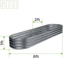 Land Guard 8×2×1ft Galvanized Raised Garden Bed Kit, 108 Gallon Capacity Raised Garden Boxes Outdoor, Oval Metal Raised Garden Beds for Vegetables, Modern Grey(with 10 Connecting rods) by GreenHaven Gardens