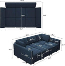 Belffin Modular Velvet Sectional Sofa with Chaise Lounge Sectional Sleeper Sofa with Storage Chaise Bed Couch for Living Room Blue by CozyNest Decor