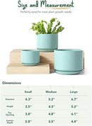 LE TAUCI Ceramic Plant Pots, 4.3+5.3+6.8 inch, Set of 3, Planters with Drainage Hole and Saucer, Indoor Flower Pot with Hole Mesh Pad, Gifts for Mom, Aqua by GreenHaven Gardens