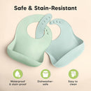 KeaBabies 2-Pack Silicone Baby Bibs for Eating - Sturdy Food-Grade Silicone Bibs for Babies Girl, Boy, Large Food Catcher, Clean & Put On Easily, Waterproof Toddler Feeding Essentials(Pastel Sky) by TinyTreasures Baby Boutique
