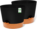 GARDIFE 12 inch Plant Pots, planters,Self Watering Pots, 2 Pack Large Plastic Flower pots with Deep Reservior and High Drainage Holes for Indoor Outdoor Plants and Flowers, Black by GreenHaven Gardens