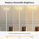 BoostArea Torchiere Floor Lamp, 24W Super Bright LED Standing Lamp, Stepless Dimmable Pole Lamp with 3000K Lighting, Glass Lampshade, 71Inch Tall Metal Modern Floor lamps for Living Room/Bedroom White by CozyNest Decor