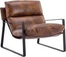 DUOMAY Mid-Century Accent Chair Armchair, Comfy PU Leather Leisure Chair Lazy Chair with Metal Leg for Living Room Bedroom Office Apartment, Brown by CozyNest Decor