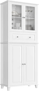 76'' Kitchen Pantry Storage Cabinet, Freestanding Kitchen Cupboard with Large Drawer, Doors, and Adjustable Shelves, Bathroom Storage Cabinet for Dining Room, Living Room, Laundry, White by CozyNest Decor