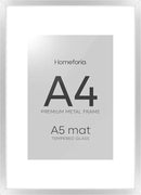 Homeforia A4 Picture Frame Silver, High End Metal 8.3 x 11.7 inch Silver Poster Frames with Mat 5.8 by 8.3 Art, A4 Frames Matted to A5 Photo, 8.3x11.7 Wall or Tabletop Frames, Tempered Glass, Set of 1 by CozyNest Decor