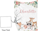 Custom Name Crib Bedding Set - Sika Deer & Fox Pattern, Personalized Nursery Bedding 3-Piece Set– Soft Blanket, Fitted Sheet, Changing Pad Cover – for Newborns Girls Nursery Gifts by TinyTreasures Baby Boutique