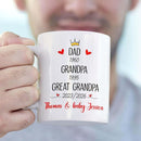 Dad Grandpa Great Grandpa EST 2026 Coffee Mug 11 15 Oz, Novelty Accent Ceramic Cup Gift For Pregnancy Announcement, Customized Choose Year & Name White Coffee Cup New Great-Grandfather Grandad Pawpaw by TinyTreasures Baby Boutique