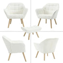 Modern Sherpa Accent Chair with Ottoman, Fluffy Upholstered Lounge Chair with Footrest, Comfy Living Room Side Boucle Armchair for Small Space Bedroom Apartment, White by CozyNest Decor