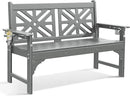 nalone Outdoor Bench with Cup Holders, HDPE All Weather Porch Bench Load up to 800 Lbs, 2-Person Garden Benches Rot-Proof Fade Proof for Patio, Porch, and Park (Grey) by GreenHaven Gardens