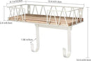 TJ.MOREE Ironing Board Hanger Wall Mount - Laundry Room Decor Iron and Ironing Board Holder with Large Storage Wooden Base Basket and Removable Hooks(T&V Shaped) Cream by CozyNest Decor