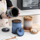 Nihow Ceramic Food Storage Jar Sets: Container with Air Tight Ceramic Lid for Flour/Sugar/Rice/Coffee/Cookies/Candy - Seal Damp-proof Canister for The Kitchen - Set of 3 （Gray） by CozyNest Decor