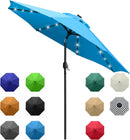 Sunnyglade 9' Solar LED Lighted Umbrella with 8 Ribs Adjustment and Crank Lift System for Patio(Blue) by GreenHaven Gardens