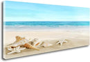 DZL Art S73950 Beach Picture Decor Ocean Painting Canvas Wall Art Prints of Starfish and Seashell on Sandy Seaside Ready to Hang for Living Room Bedroom Office Wall Decor Home Decoration by CozyNest Decor