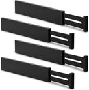 Utoplike 4 pcs Bamboo Kitchen Drawer Dividers Large, Adjustable Black Drawer Organizers, Spring Loaded, Works in Kitchen, Dresser, Bathroom, Bedroom, Drawer, Desk, 2.4" H by CozyNest Decor
