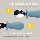 Ali+Oli Spoon & Fork Learning Set for Toddlers (Powder Blue) 6m+ Grab Easy BPA Free Food-Grade Silicone Handle, Kids Silverware Self Feeding Baby Utensil, Multi-stage Baby Feeding Set Ergonomic Design by TinyTreasures Baby Boutique