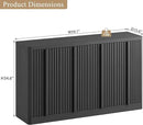 Fluted Buffet Cabinet with Storage, 60" Sideboard Buffet Storage Cabinet with 4 Doors & Adjustable Shelves, Wood Coffee Bar Credenza Accent Cabinet for Kitchen, Dining Room, Living Room, Black(1PCS) by CozyNest Decor