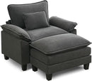 URRED Modular Sectional Sofa Comfy Cloud Couch, Modern Chenille Sofa Sleeper Deep Seat Couches with Ottoman/Pillows for Living Room (Dark Gray, 53''- Ottoman) by CozyNest Decor
