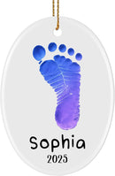 Baby Hand and Footprint Ornament - Baby's Frist Christmas Ornament with Custom Photo, Name, Date - Personalized Baby Gift, Newborn Keepsake, New Mom Gifts by TinyTreasures Baby Boutique