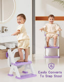 Potty Training Seat, Toddler Toilet Seat With Steps, 2 In 1 Toddler Potty Training Toilet With Splash Guard, Anti-Slip Step Stool Soft Mat, Adjust High Potty Seats For Toddlers Kids Boys Girls by TinyTreasures Baby Boutique
